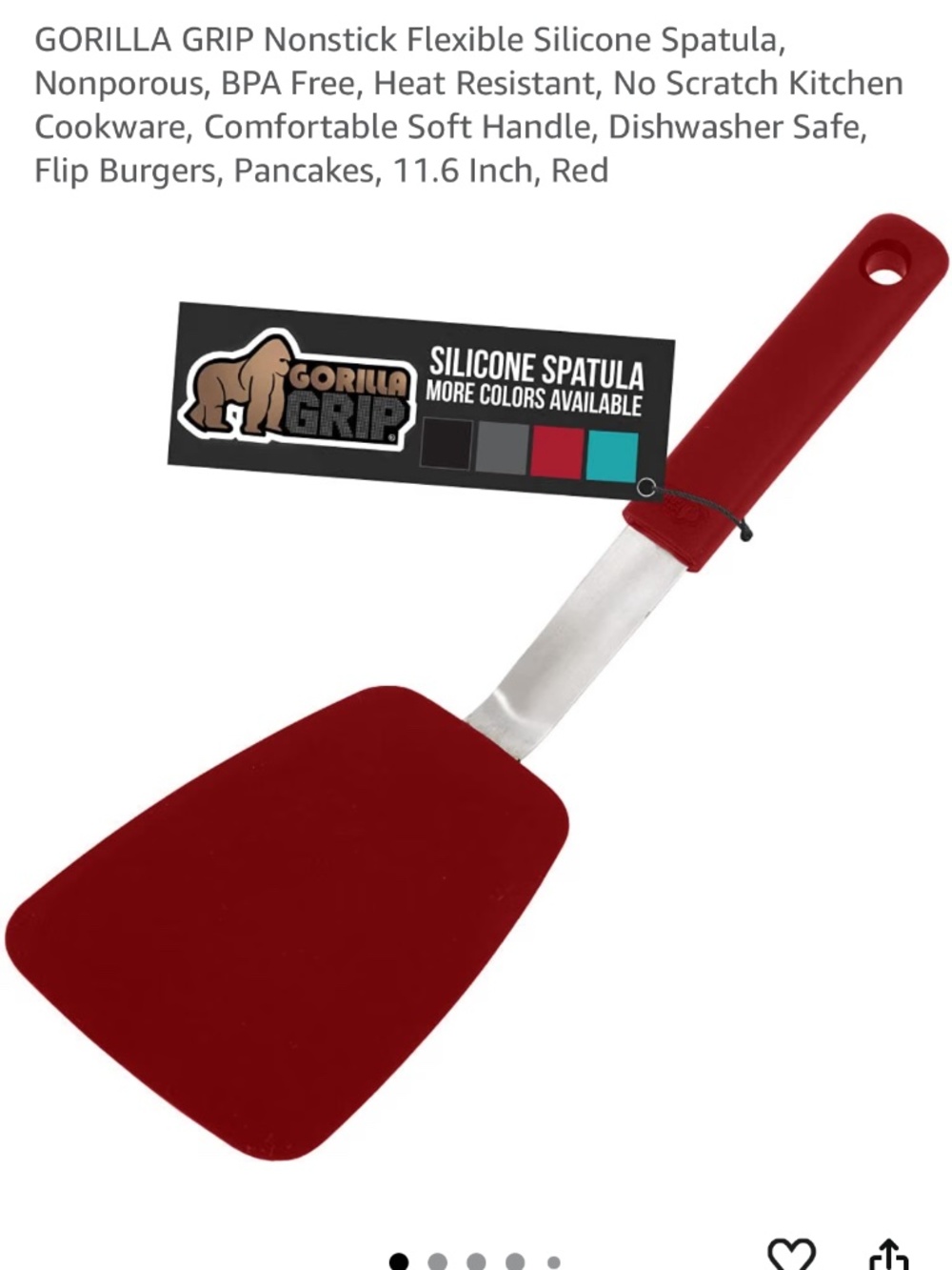 Gorilla Grip red Silicone Spatula NEW - Picture 5 of 6